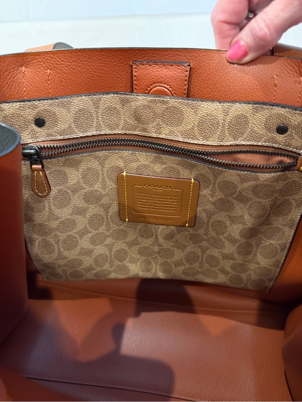 Coach Black Leather Tote with Brown Straps - Picture 3 of 9